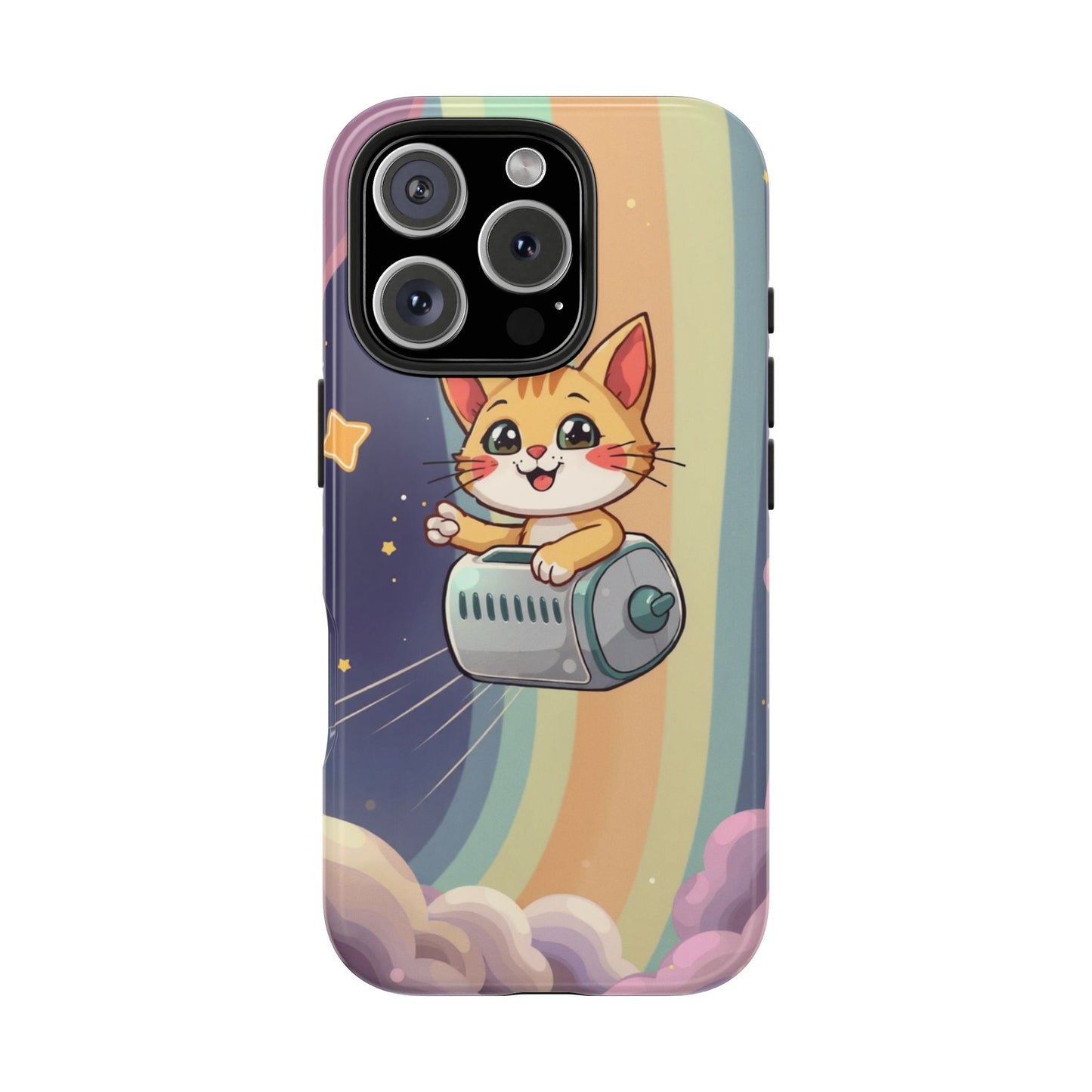 Cute Cat Rocket Phone Case - Vibrant and Playful Tough Case
