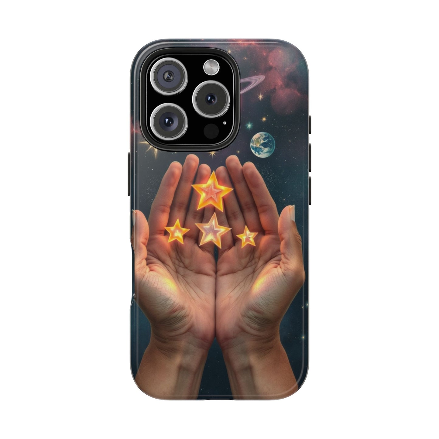 Galaxy Hands Tough Phone Case - Celestial Design for Star Lovers