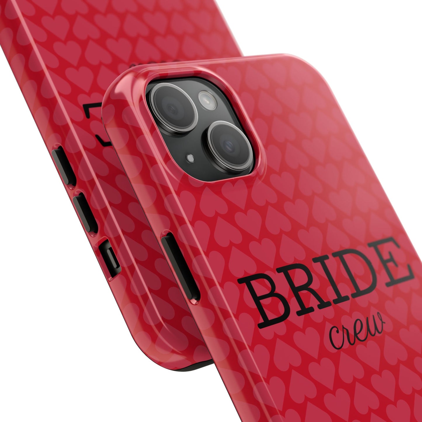 Bride Crew Tough Phone Case – Stylish Red Heart Design for Wedding Parties - for iPhone