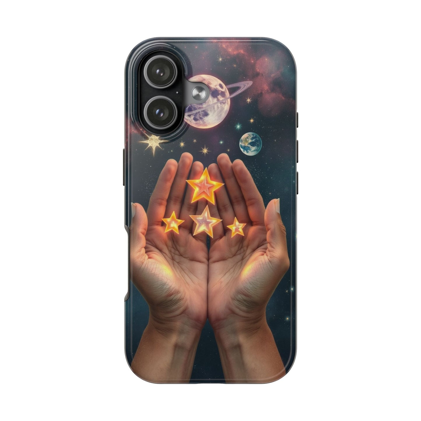 Galaxy Hands Tough Phone Case - Celestial Design for Star Lovers