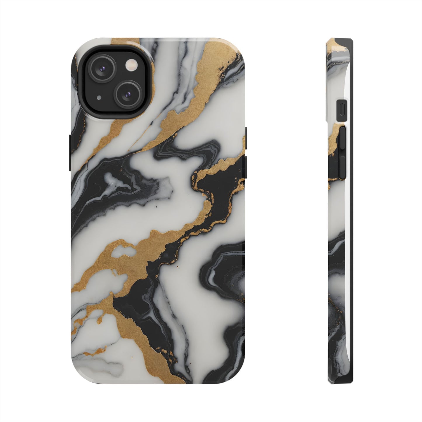 Elegant Gold Marble Tough Phone Case - Stylish Protection for Your iPhone