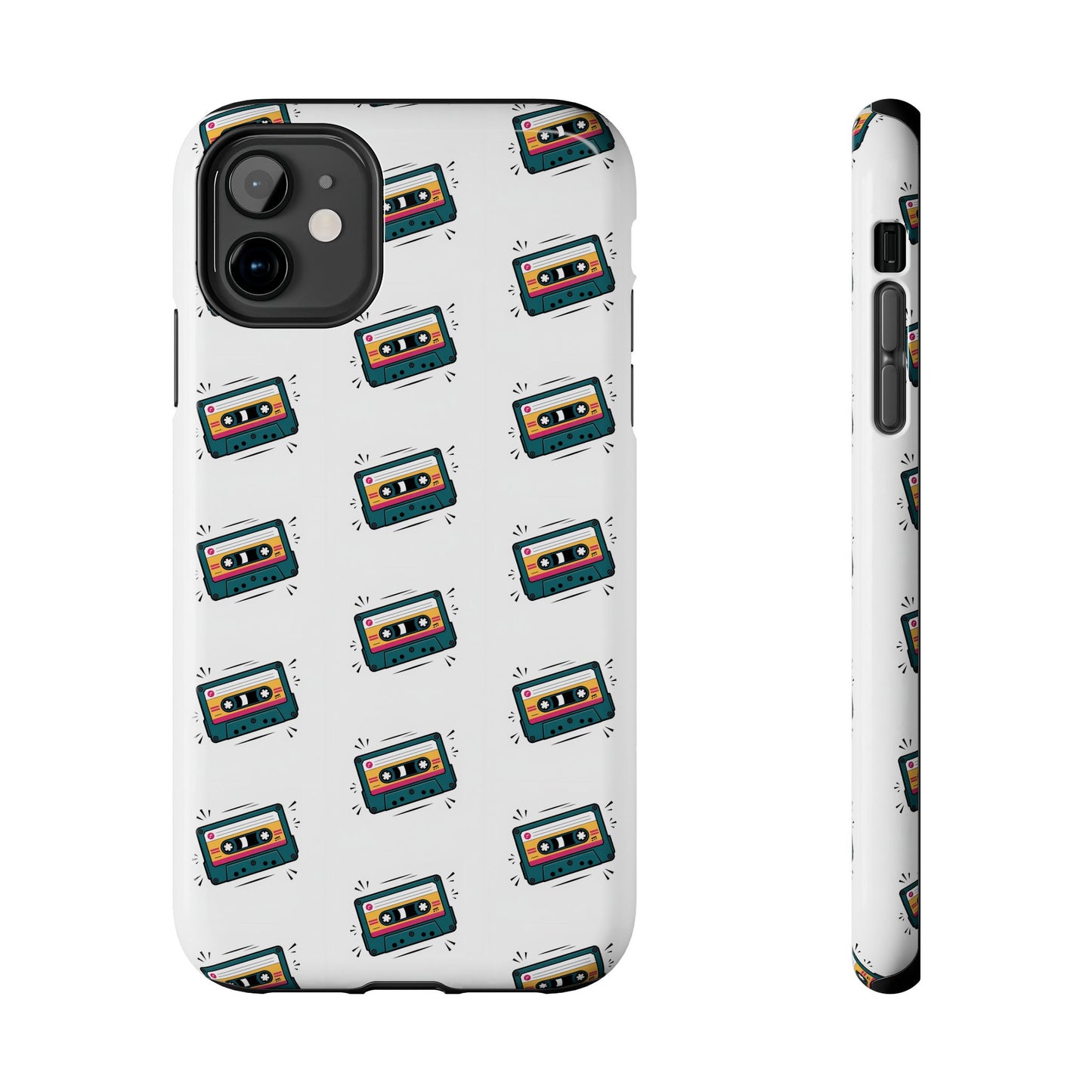 Retro Cassette Tape Phone Case Pattern - White