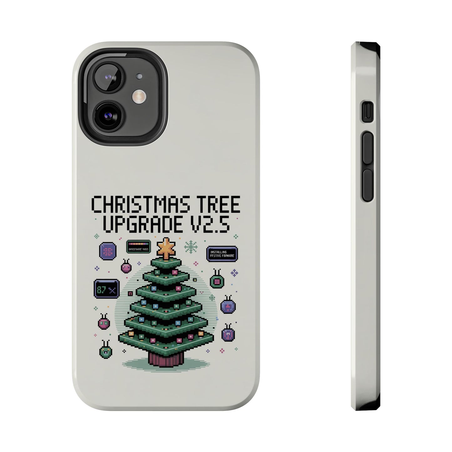 Christmas Tree Upgrade Tough iPhone Case - Pixel Art Design