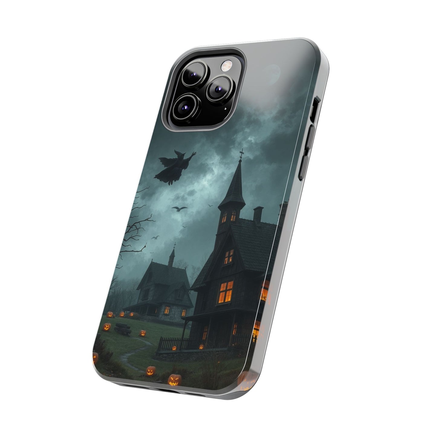 Halloween-Themed Tough Phone Case with Spooky House Design