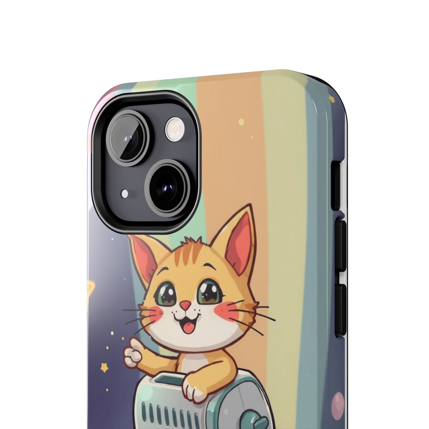 Cute Cat Rocket Phone Case - Vibrant and Playful Tough Case