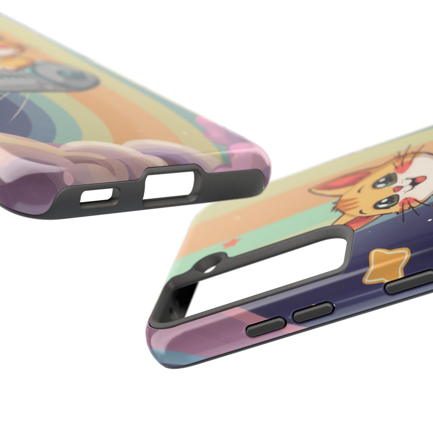 Cute Cat Rocket Phone Case - Vibrant and Playful Tough Case