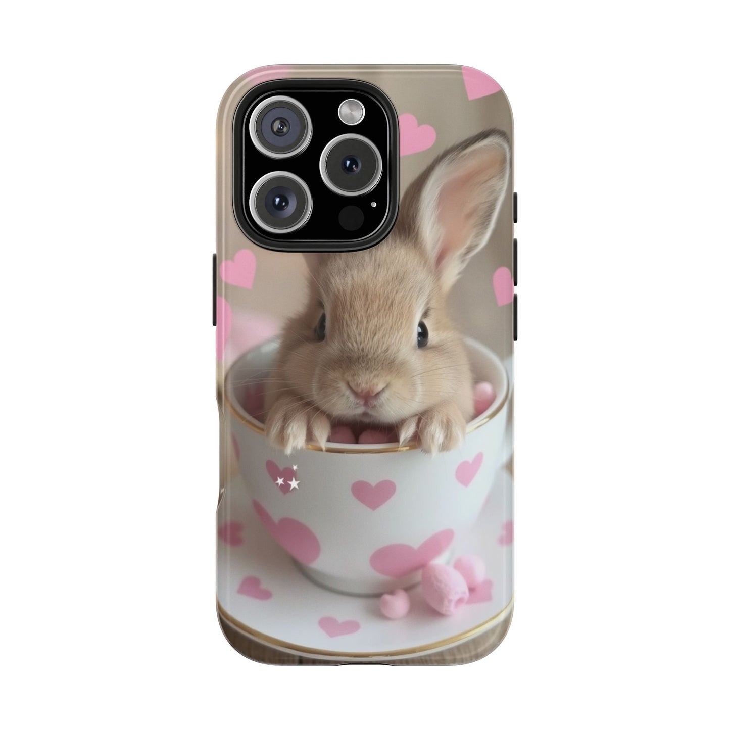Adorable Bunny Phone Case with Heart Design - Cute Gift for Animal Lovers