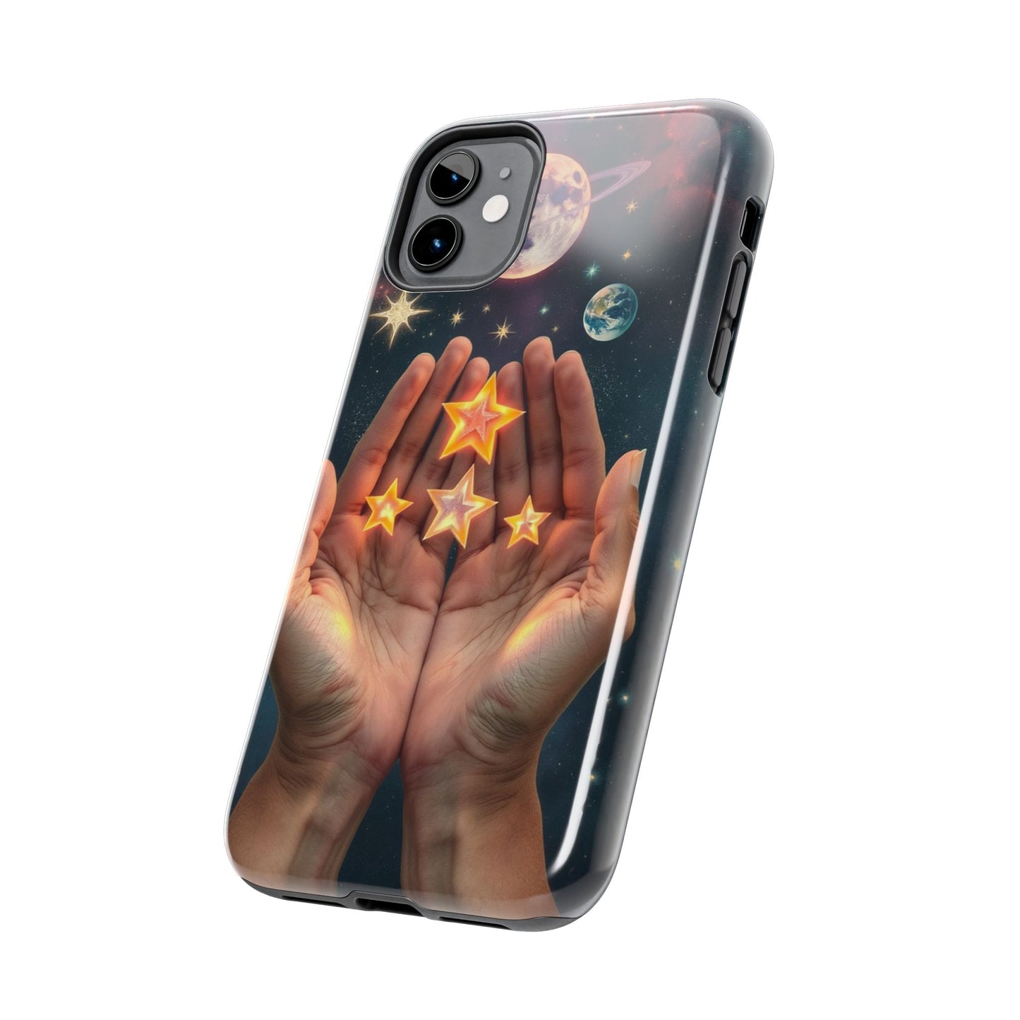Galaxy Hands Tough Phone Case - Celestial Design for Star Lovers