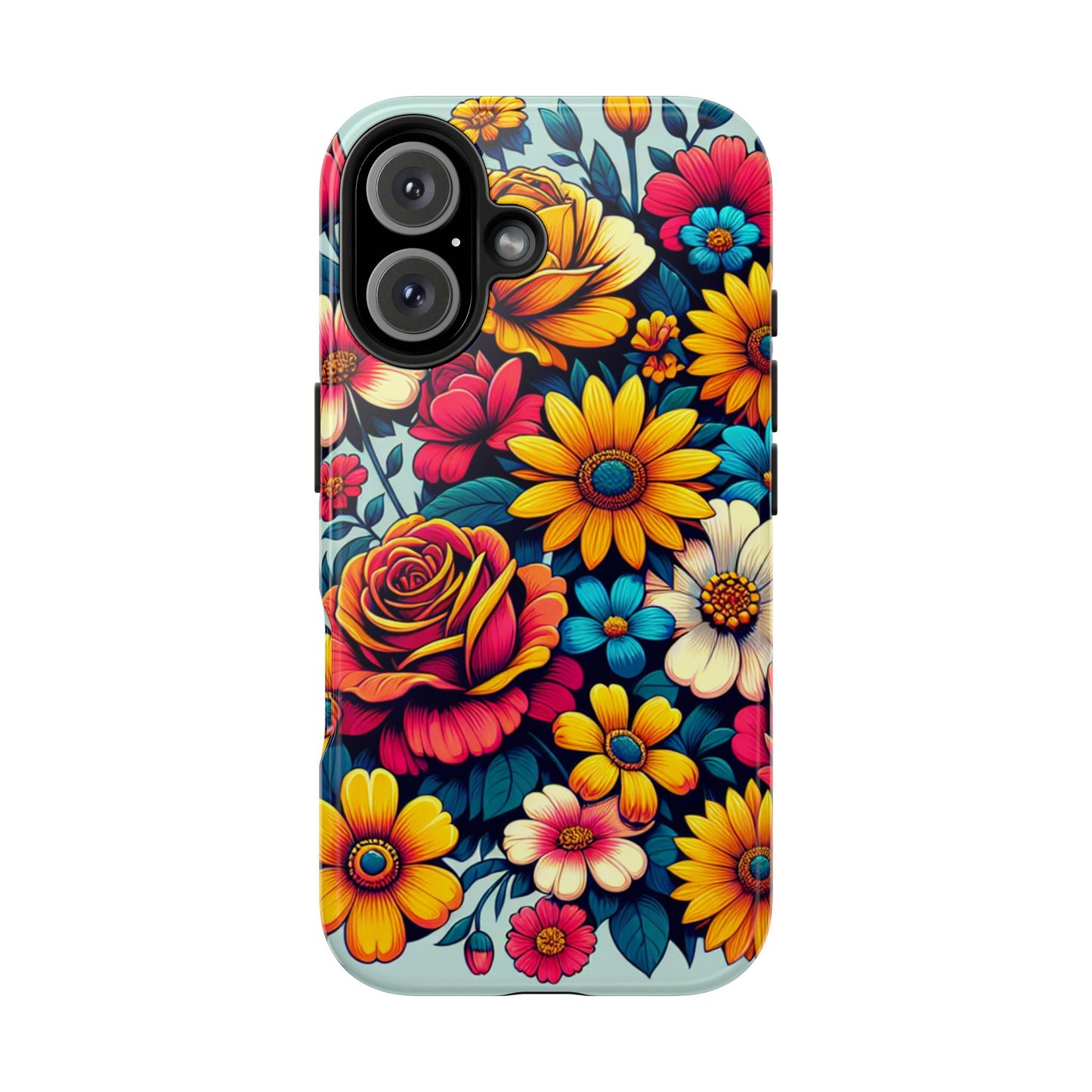Vibrant Floral Tough Phone Case - Colorful Flower Design - for iPhone