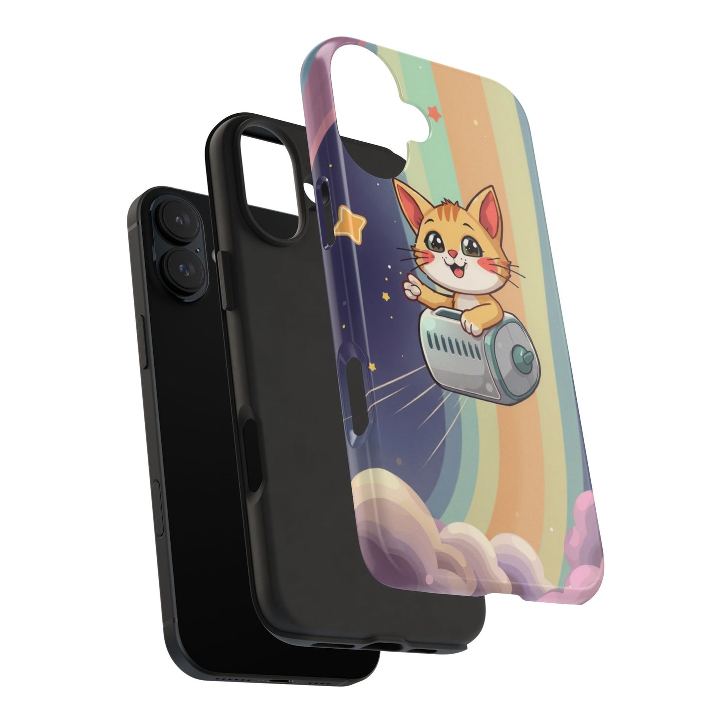 Cute Cat Rocket Phone Case - Vibrant and Playful Tough Case