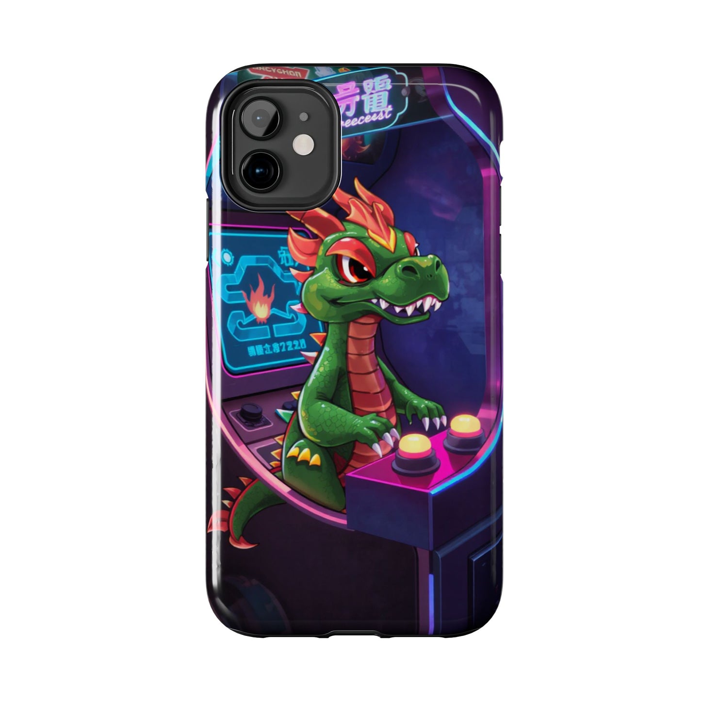 Retro Gamer Tough Phone Case with Dragon Design