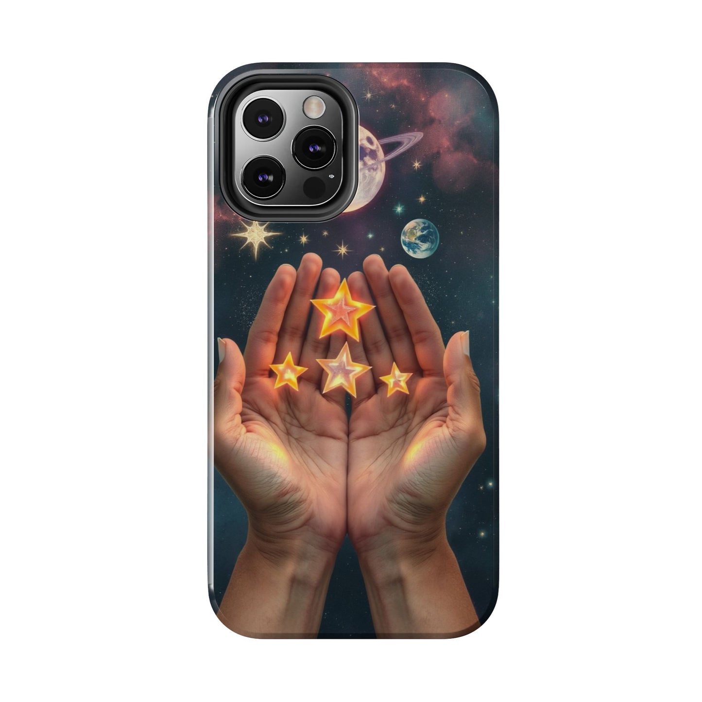 Galaxy Hands Tough Phone Case - Celestial Design for Star Lovers