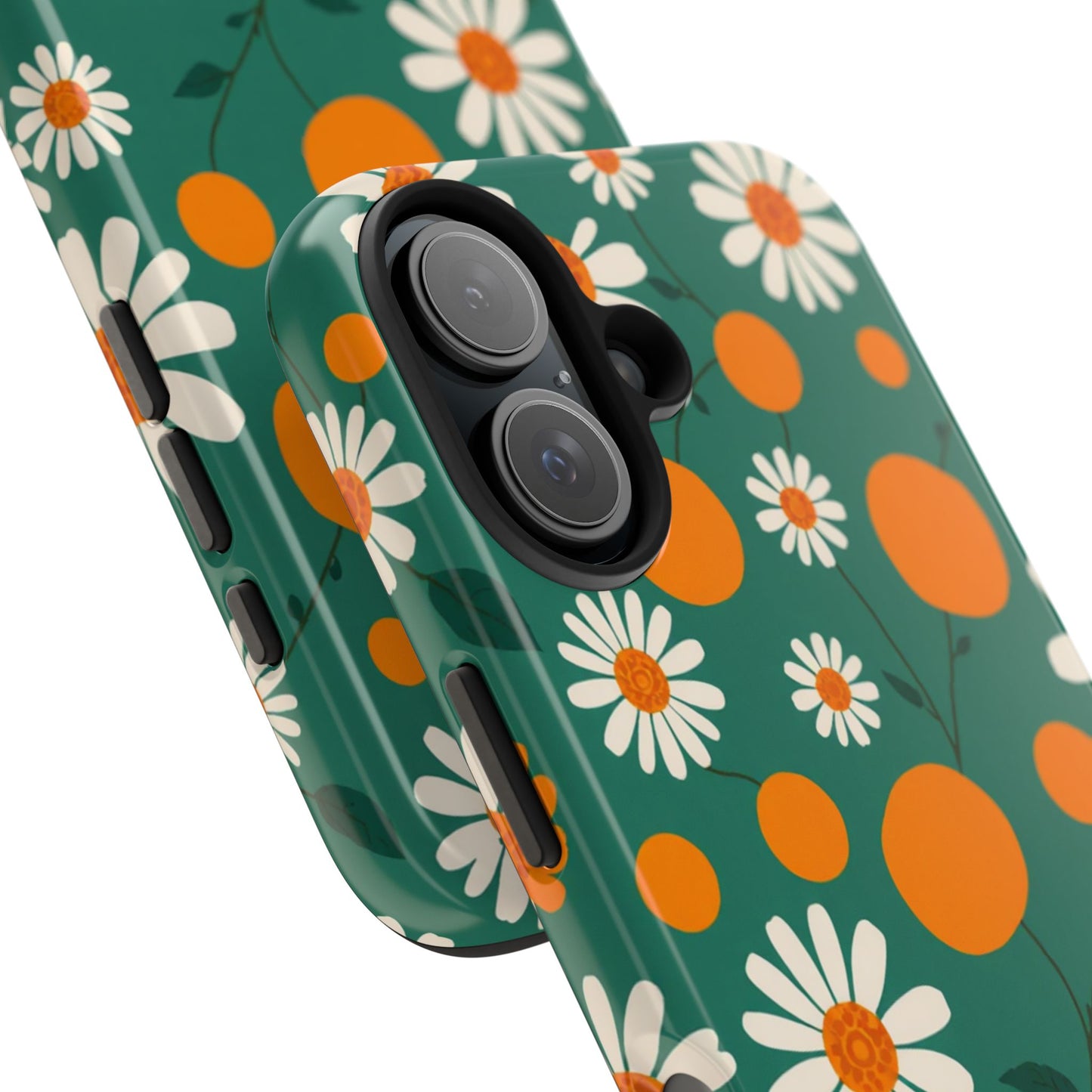 Floral Tough Phone Case - Daisy & Orange Design