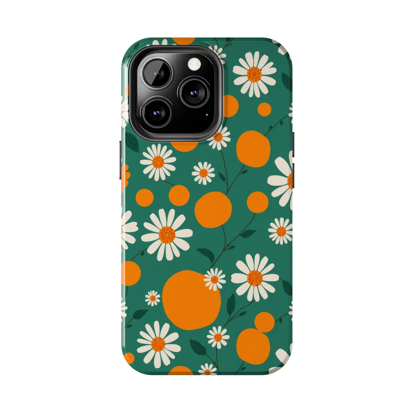 Floral Tough Phone Case - Daisy & Orange Design