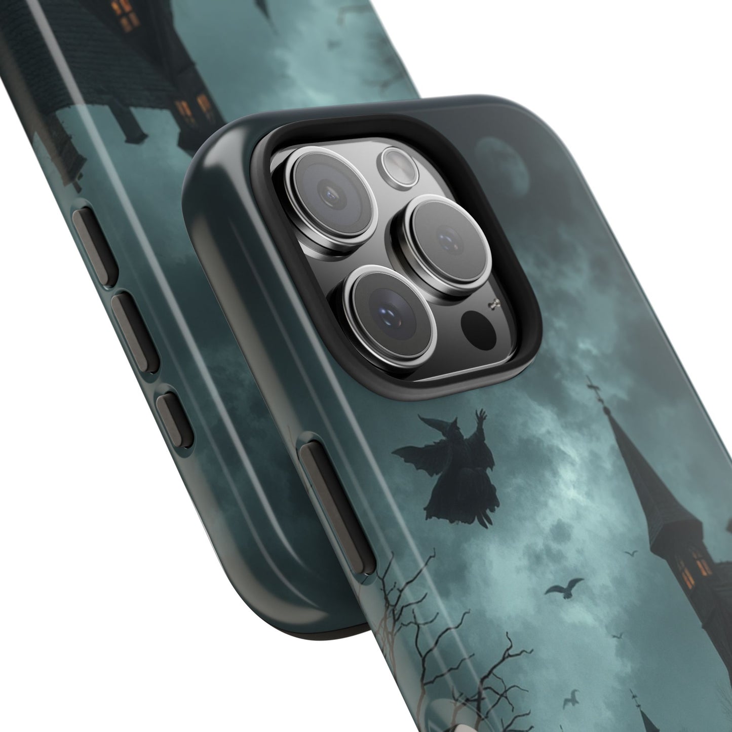 Halloween-Themed Tough Phone Case with Spooky House Design