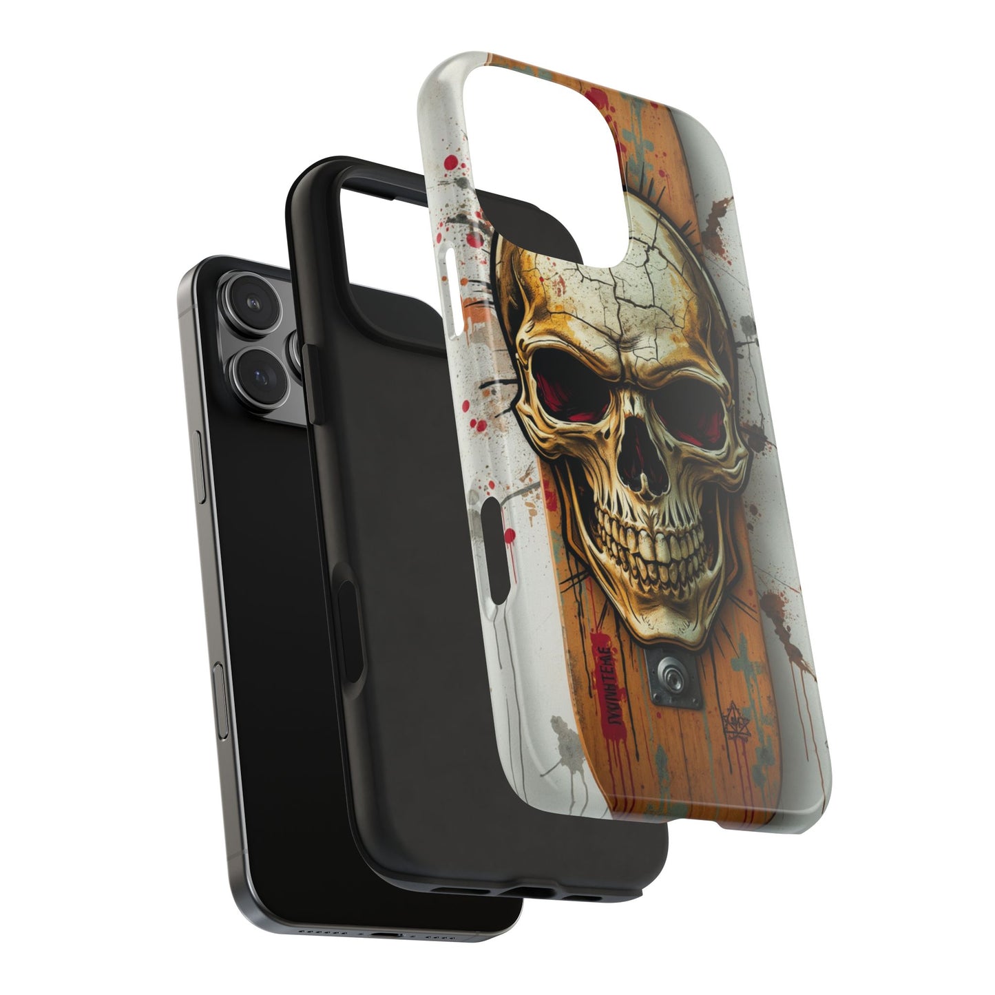 Edgy Skull Tough Phone Case - Durable Protection for Skateboard Enthusiasts