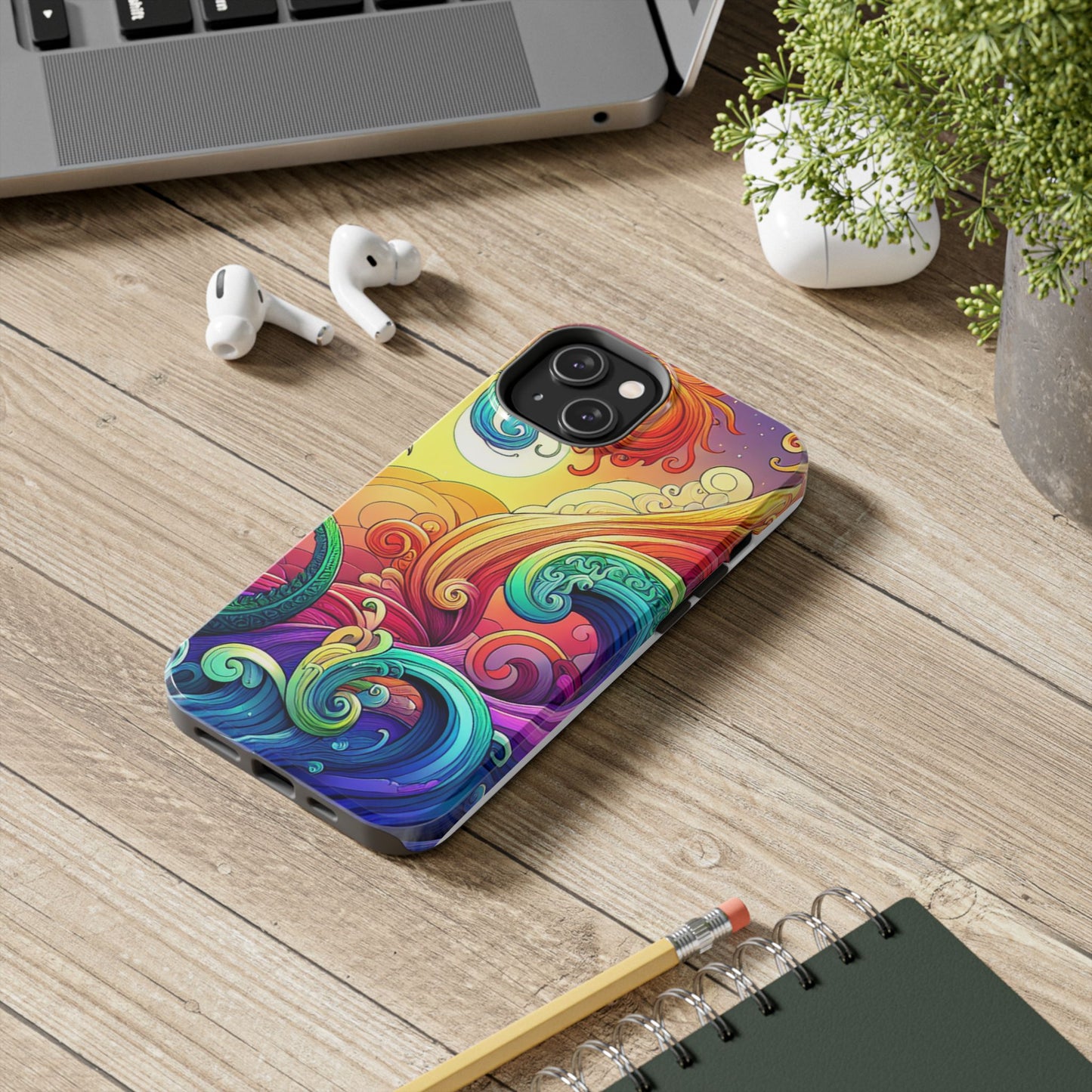 Fantasy Ocean Waves Tough Phone Case - Colorful Protective Cover - for iPhone