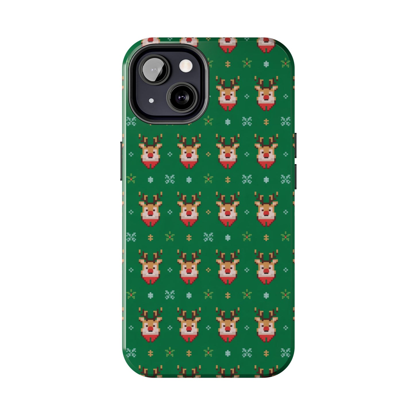 Pixel Art Christmas Rudolf Pattern Phone Case Green