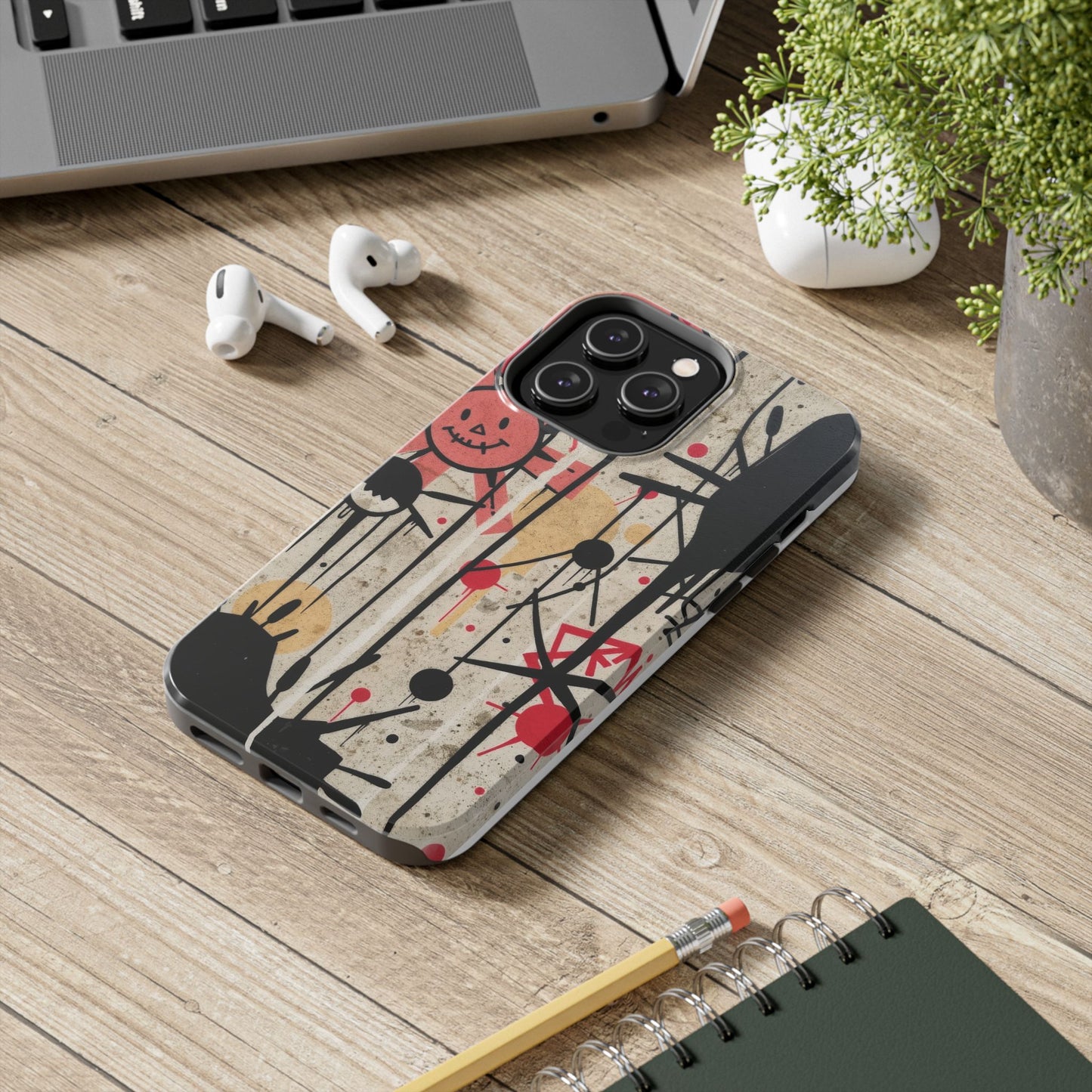 Artistic Tough Phone Case - Abstract Fun Grafitti Design for Protective Style - for iPhone