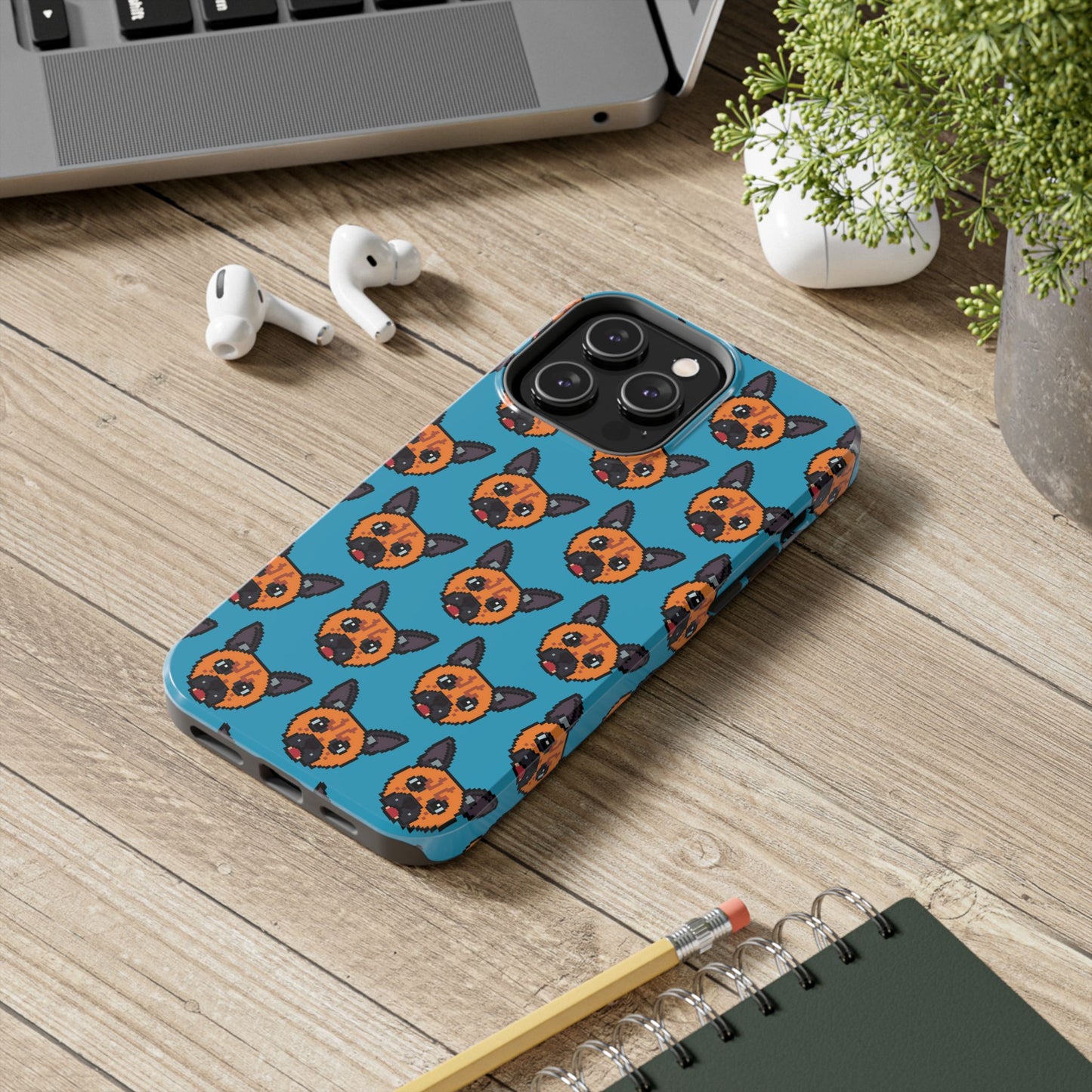 Cute Orange Dog Pixel Art Pattern Tough Phone Case - Fun & Durable Protection - for iPhone