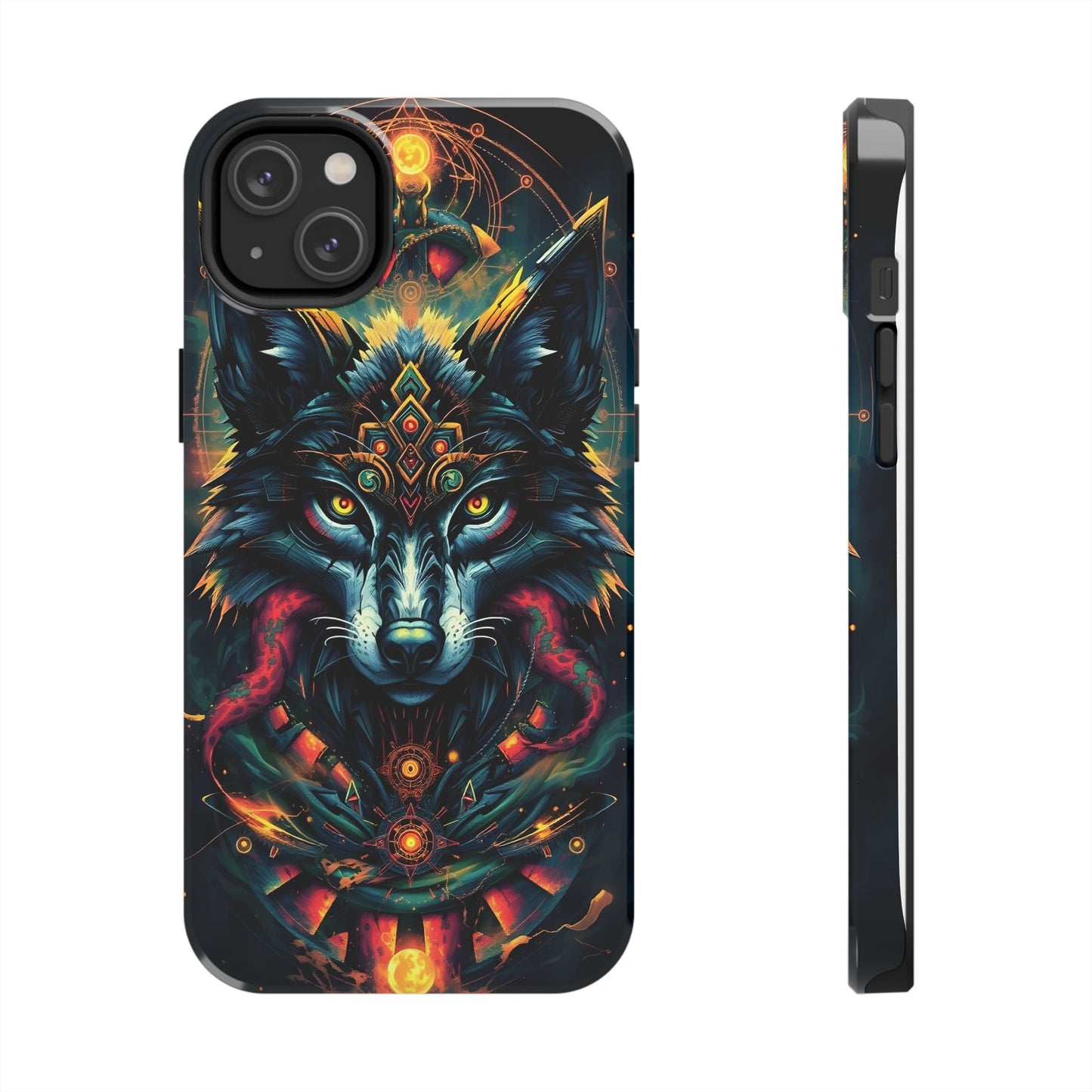 Vibrant Mystical Wolf Art Tough Phone Case - Durable & Unique Design for Animal Lovers - for iPhone