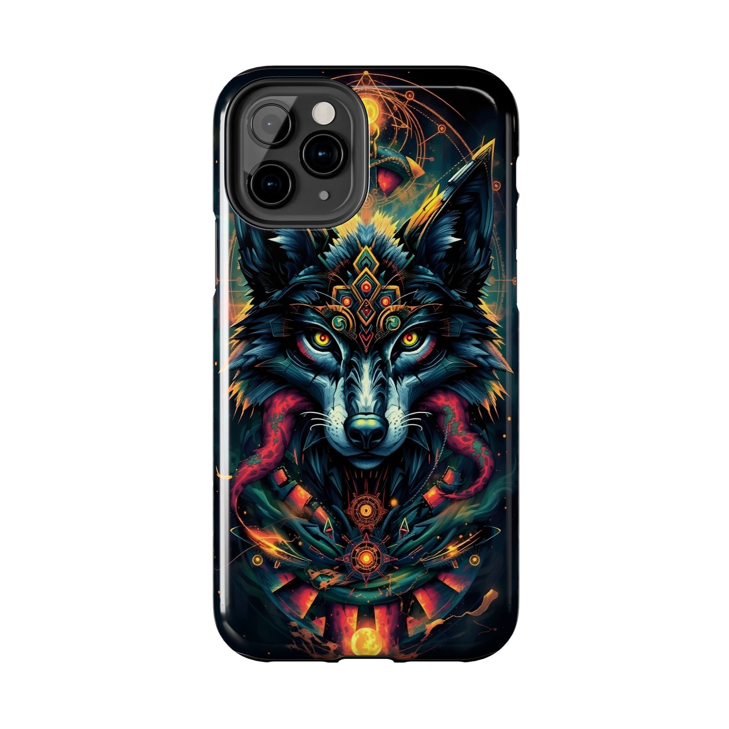 Vibrant Mystical Wolf Art Tough Phone Case - Durable & Unique Design for Animal Lovers - for iPhone
