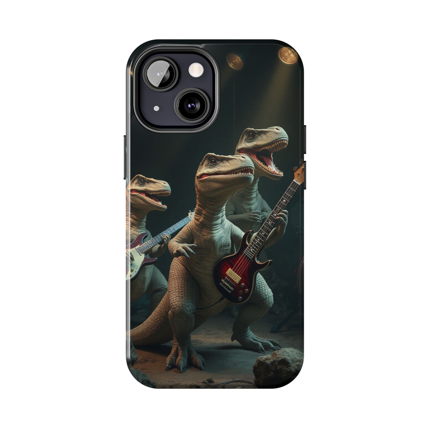 Rockin' Dinosaur Tough Phone Cases - Perfect for Music Lovers and Kids!