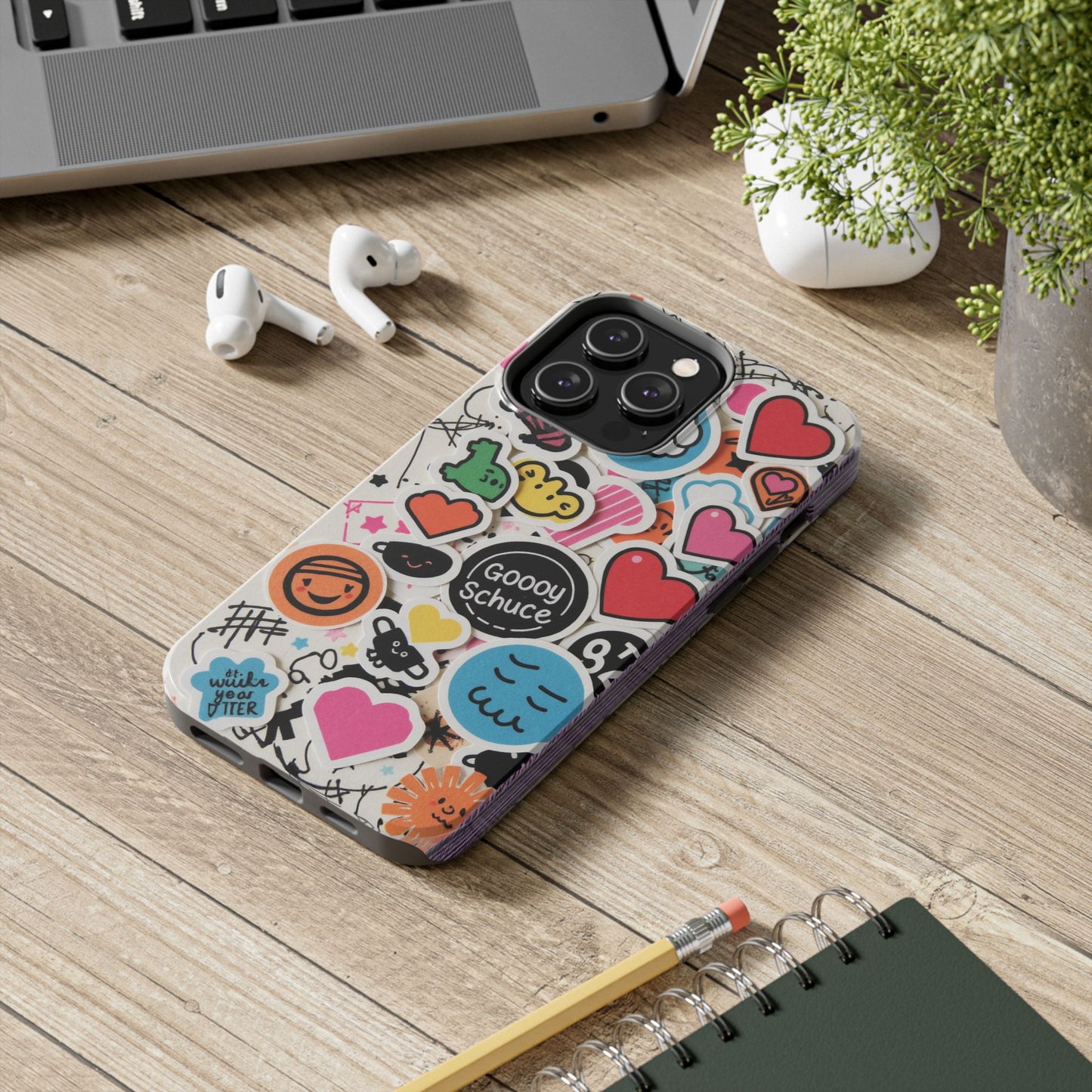 Colorful Stickers Phone Case - Fun & Trendy Tough Phone Cases