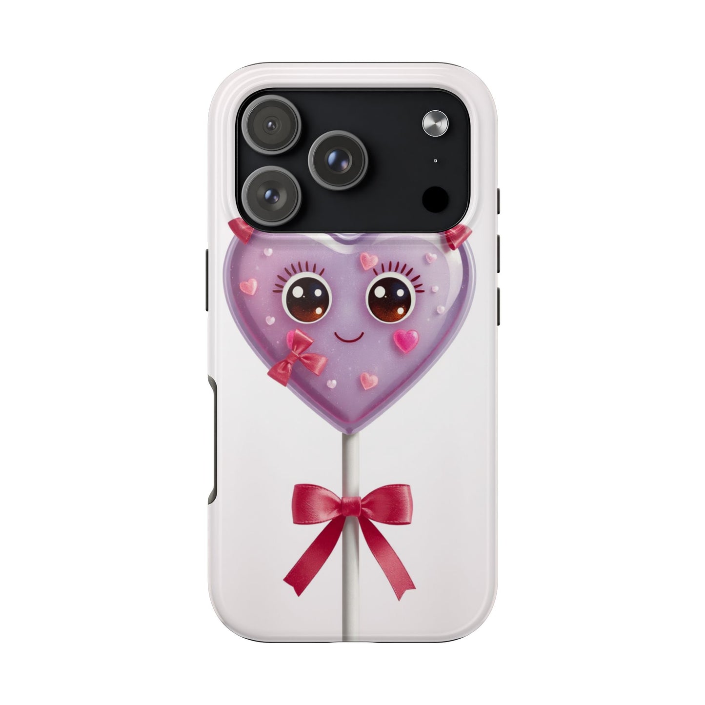 Cute Heart Lollipop Tough Phone Case - Adorable Protection for Candy Lovers
