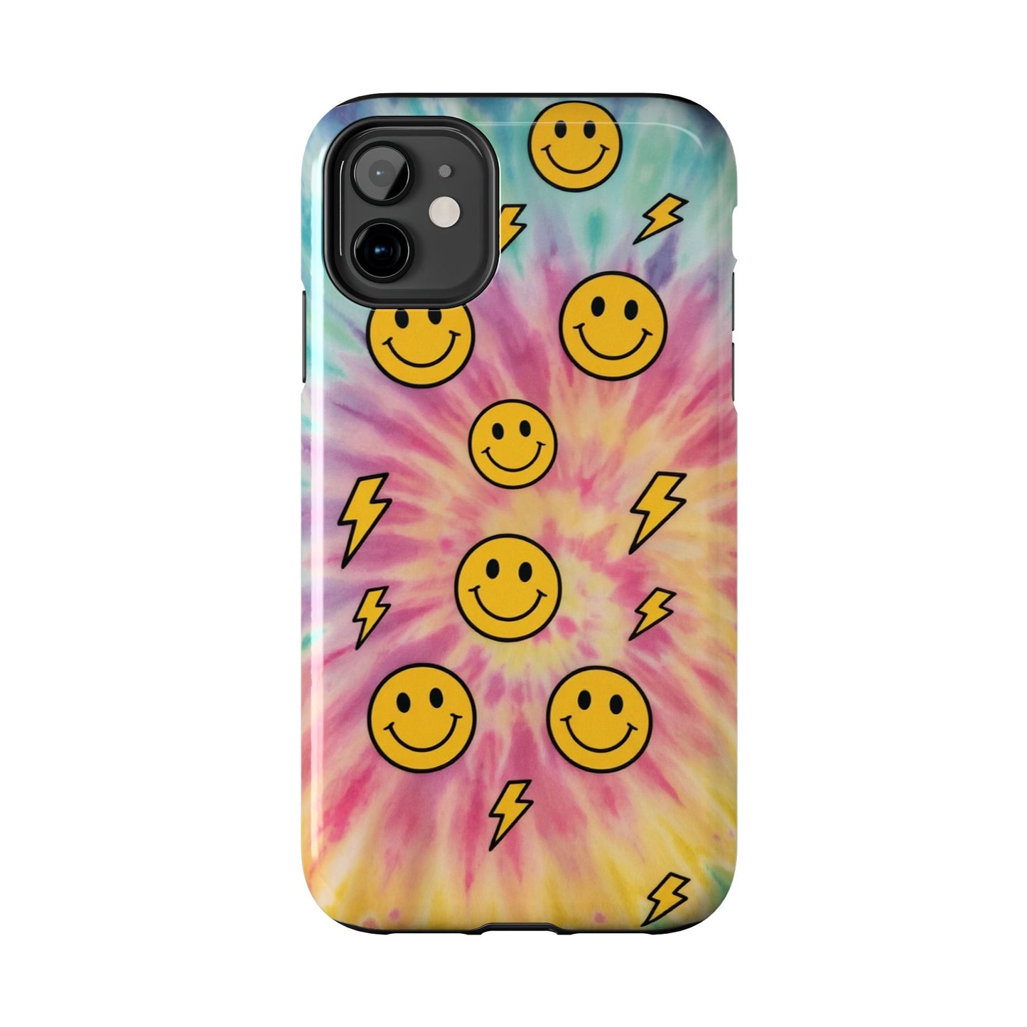 Colorful Smiley Lightning Tough Phone Case - Fun & Durable