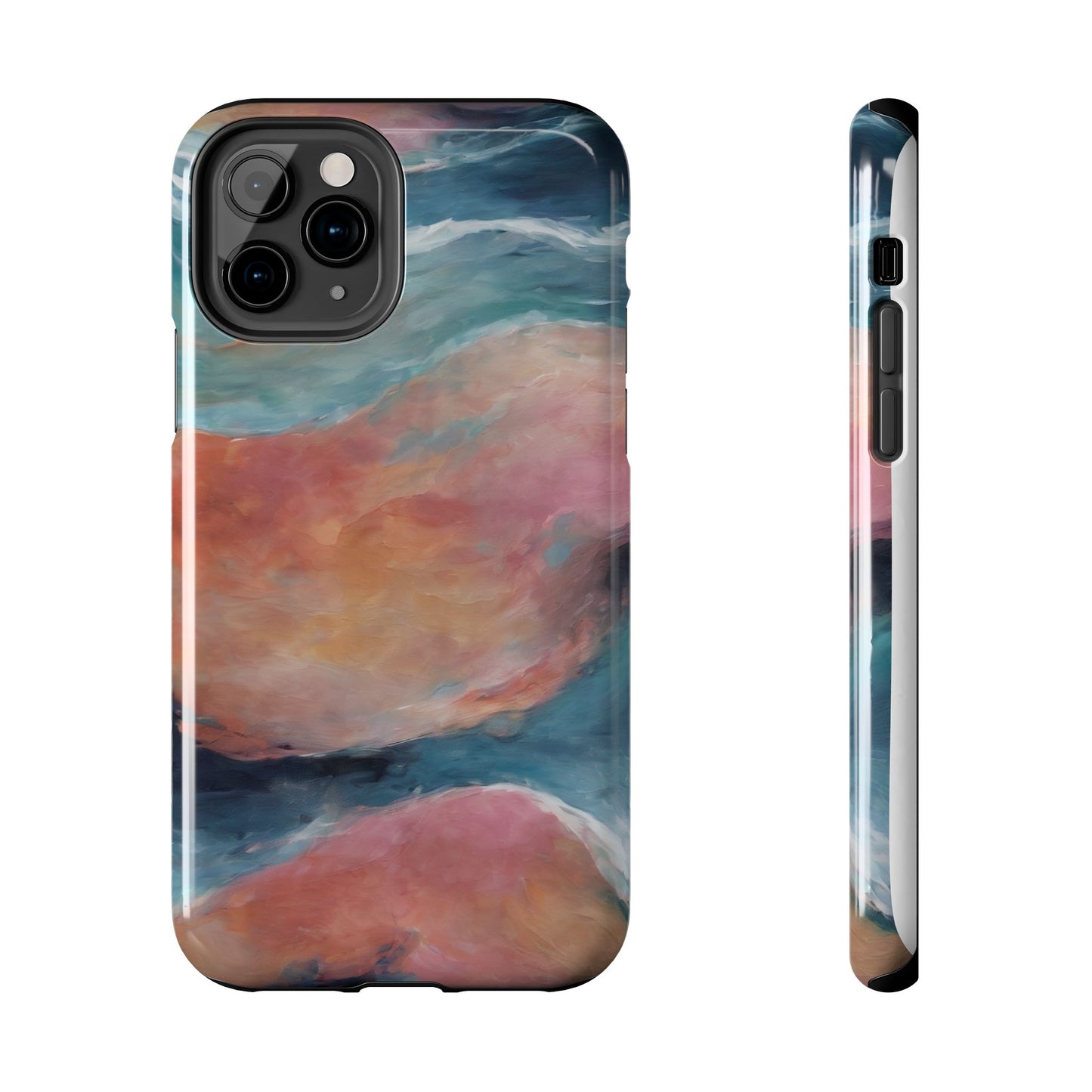 Artistic Painted Sea Tough Phone Case - Abstract Waves Design - for iPhone