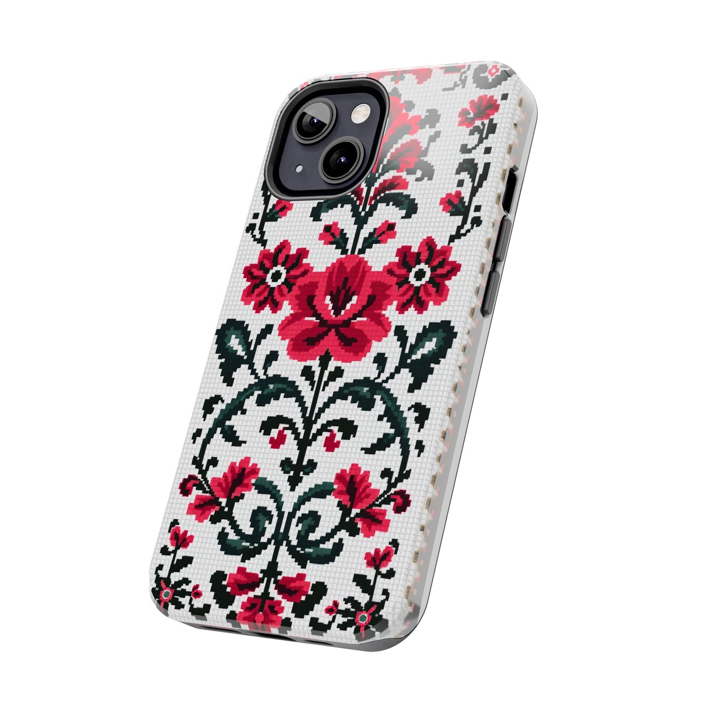 Traditional Floral Knit Tough Phone Cases - Durable Protection with Vintage Style - for iPhone