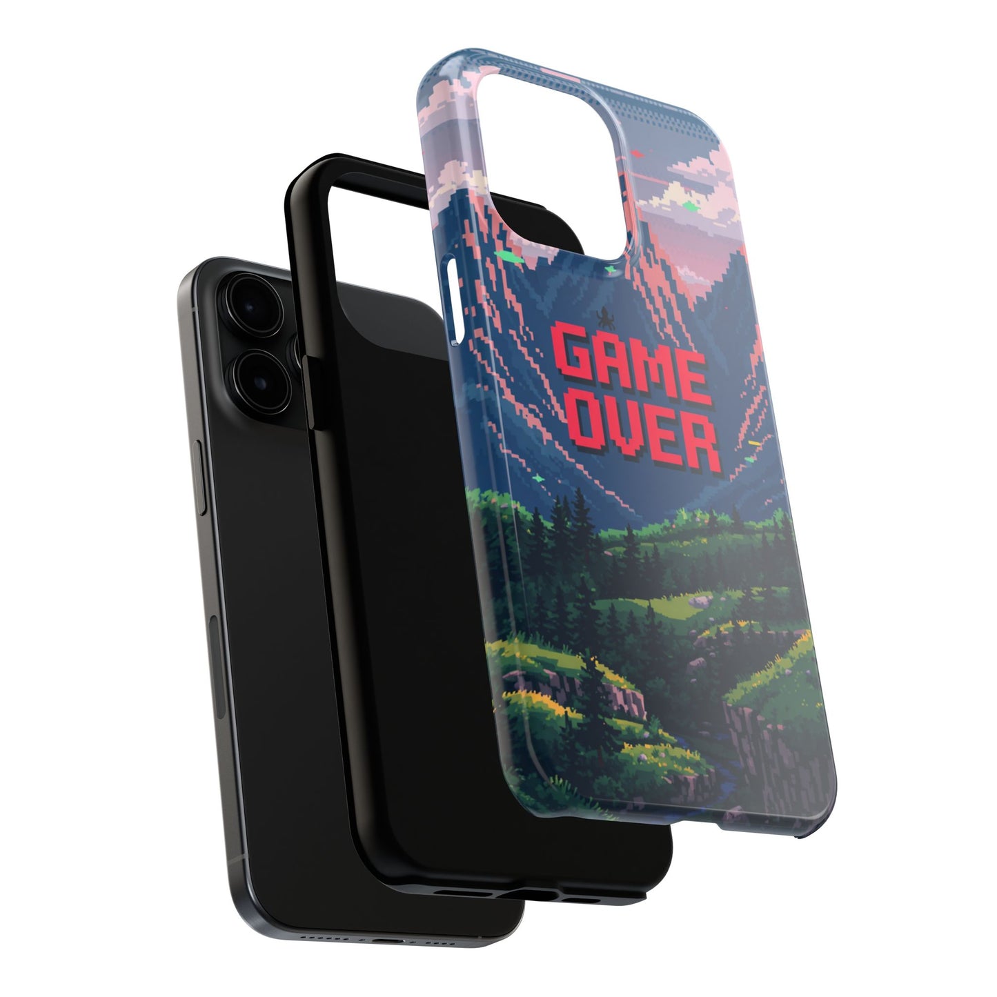 Pixel Art Tough Phone Case - 'Game Over' Design for Gamers