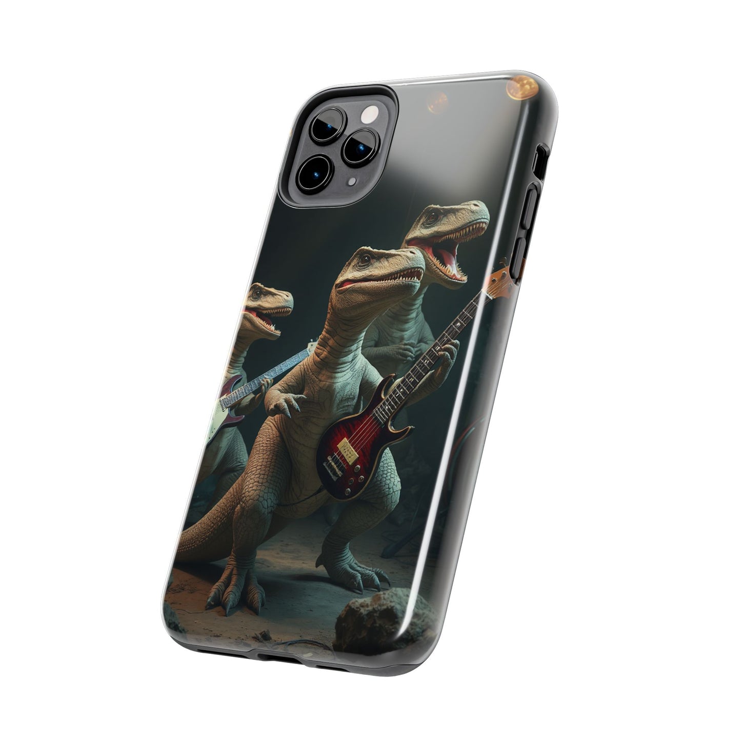 Rockin' Dinosaur Tough Phone Cases - Perfect for Music Lovers and Kids!