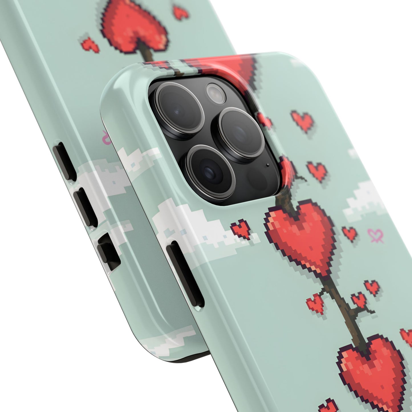 Pixelated Love Hearts Tree | Tough Phone Case - Cute Design - for iPhone