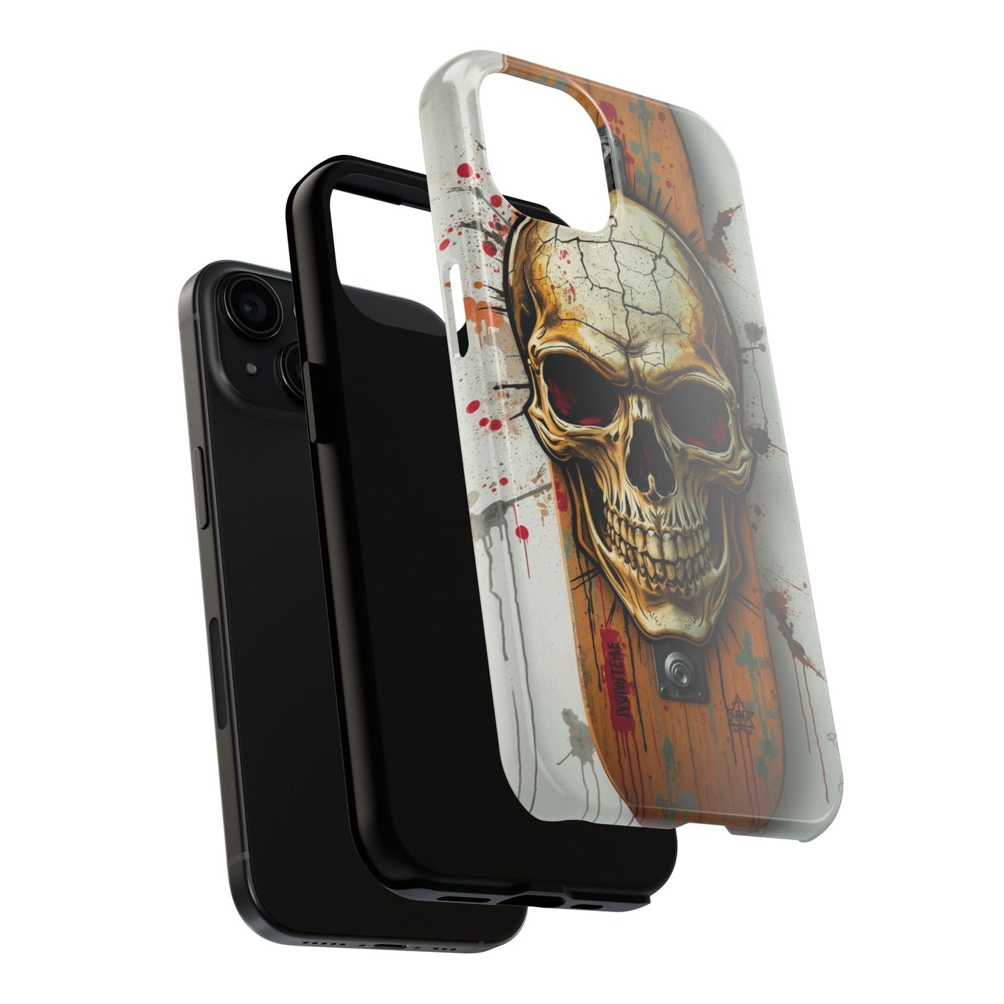 Edgy Skull Tough Phone Case - Durable Protection for Skateboard Enthusiasts