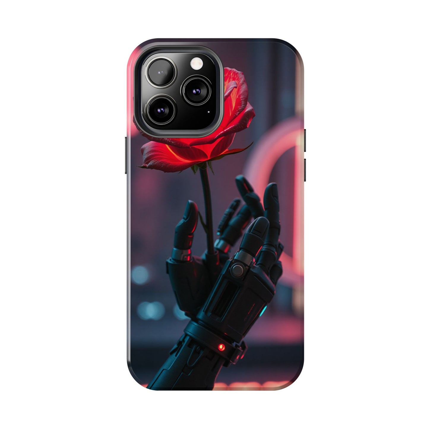 Futuristic Tough Phone Case with Robotic Rose Design | Durable Protection