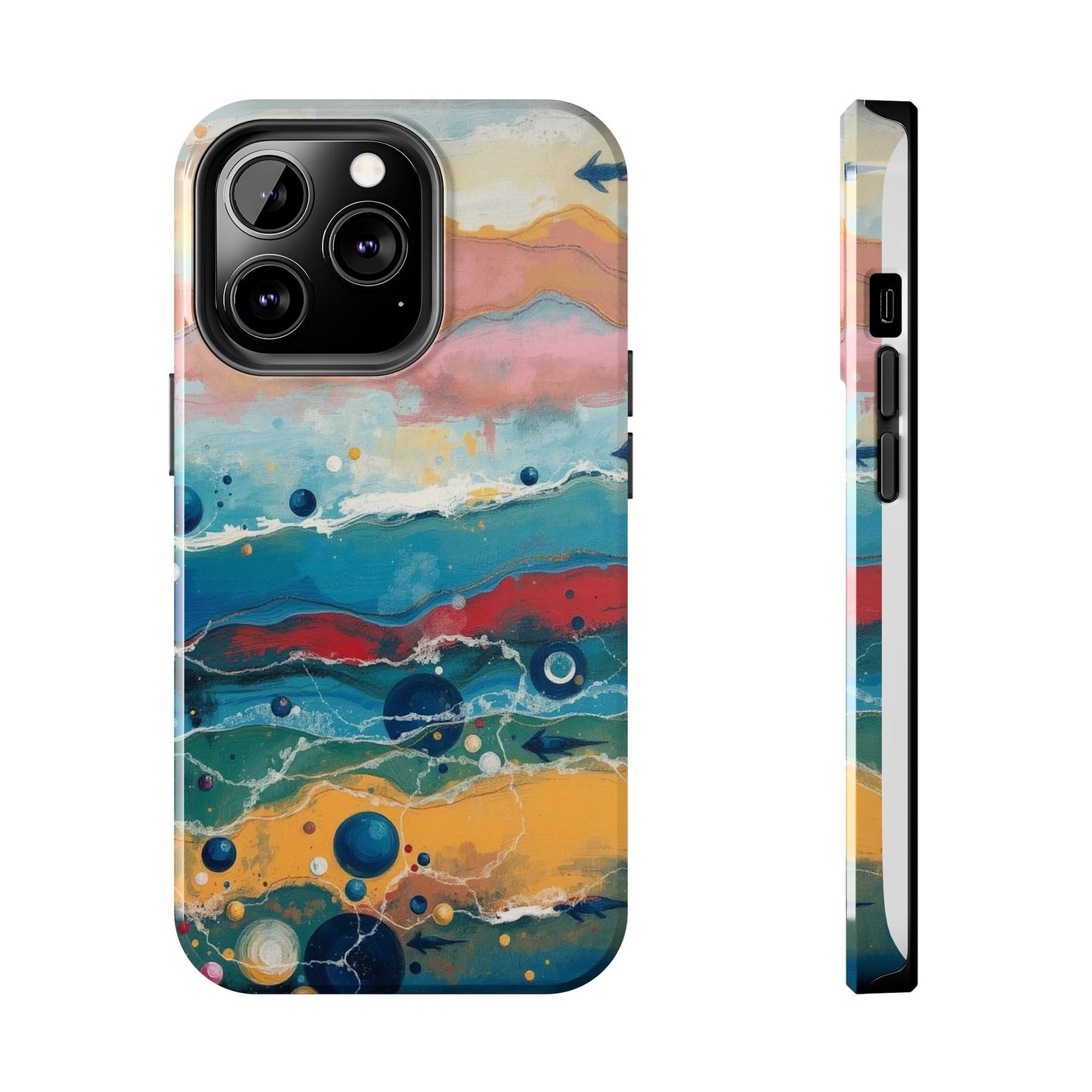 Artistic Tough Phone Case - Vibrant Waves Design for Unique Style