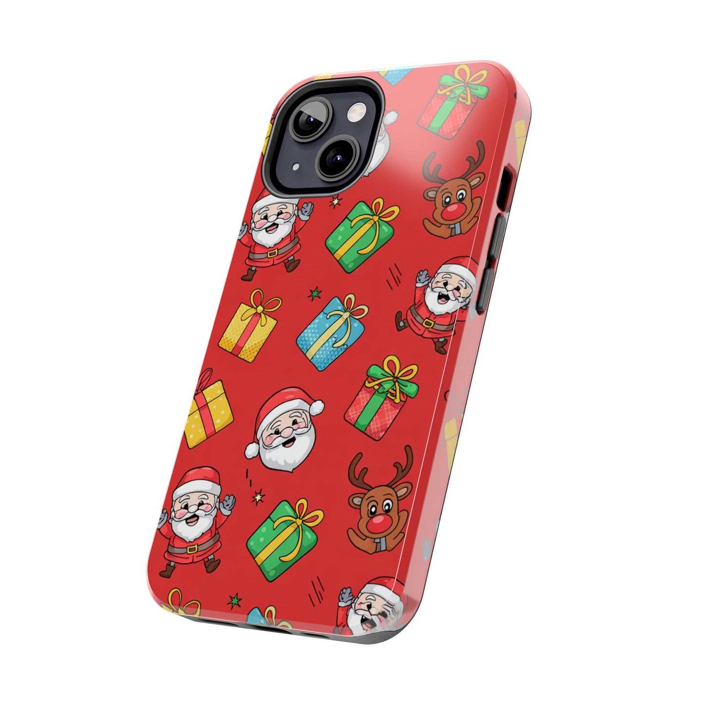 Festive Santa and Reindeer Tough Phone Case - Christmas Holiday Design