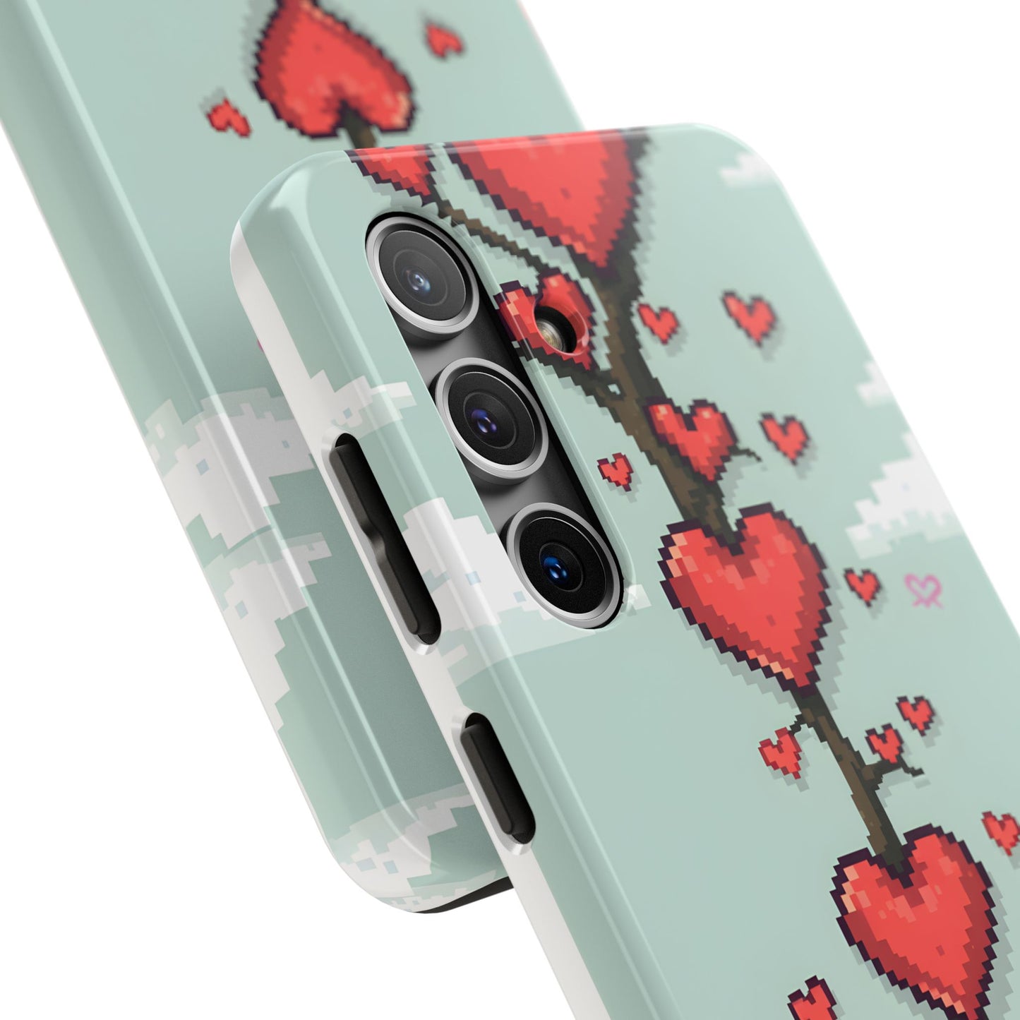 Pixelated Love Hearts Tree | Tough Phone Case - Cute Design - for iPhone