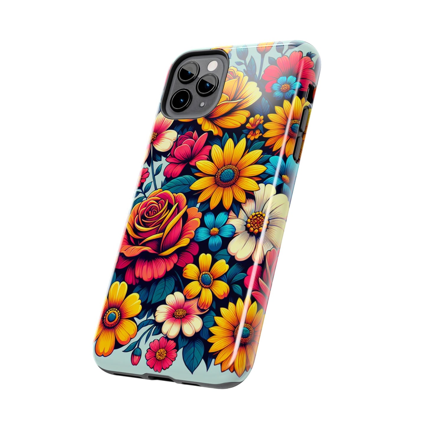 Vibrant Floral Tough Phone Case - Colorful Flower Design - for iPhone