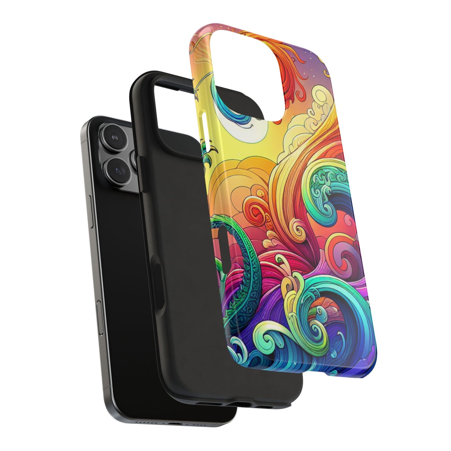 Fantasy Ocean Waves Tough Phone Case - Colorful Protective Cover - for iPhone