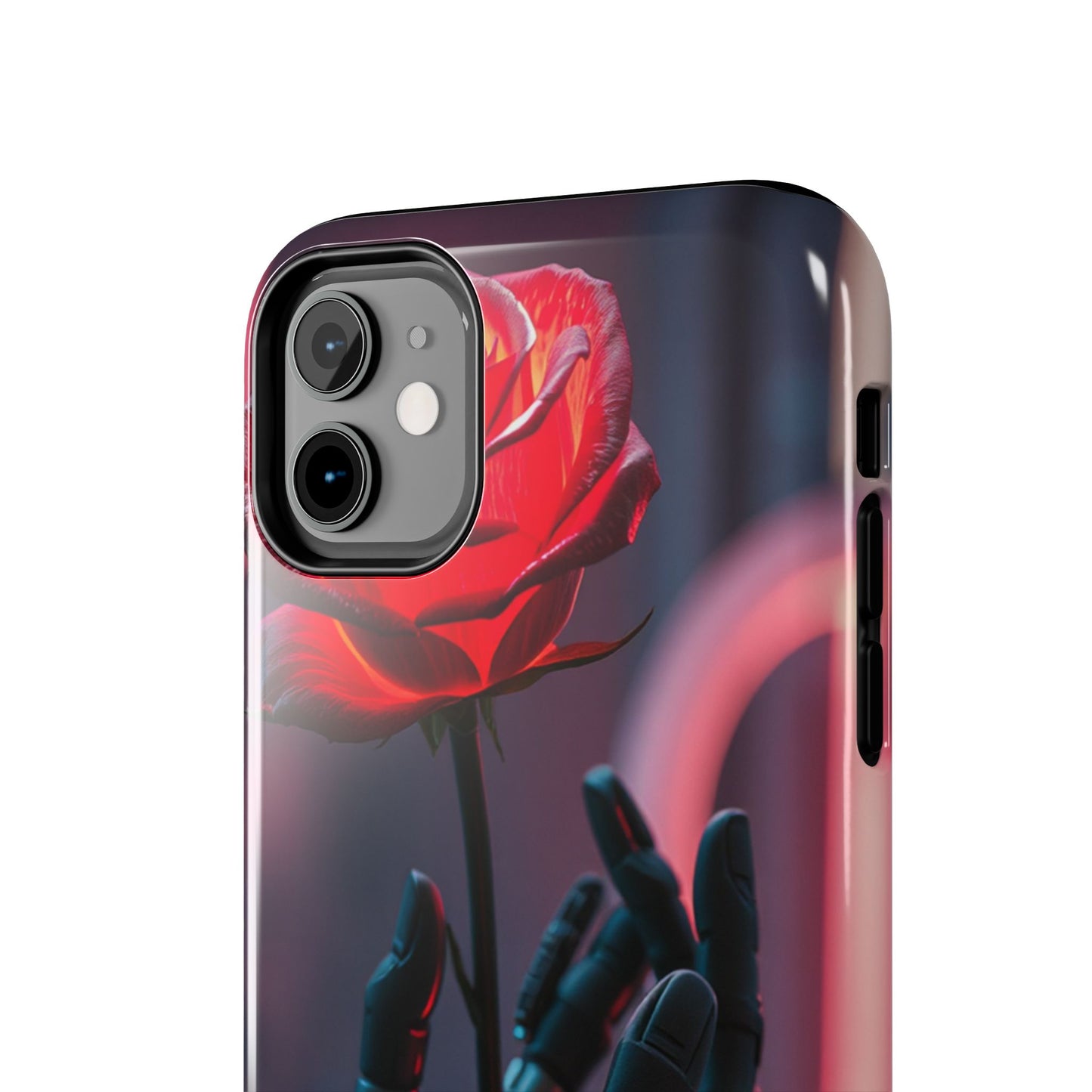 Futuristic Tough Phone Case with Robotic Rose Design | Durable Protection
