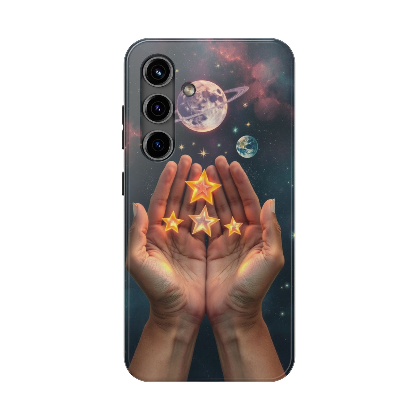 Galaxy Hands Tough Phone Case - Celestial Design for Star Lovers