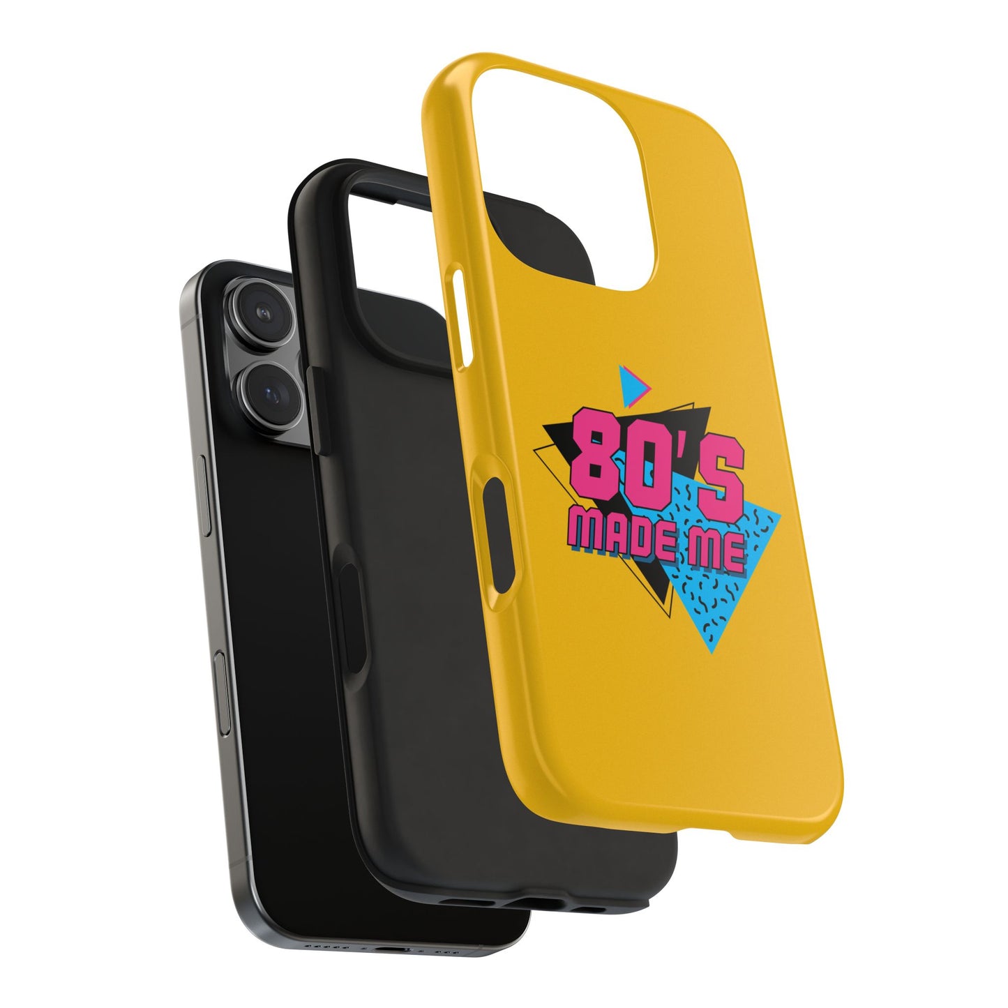 80's Made Me Tough Phone Case - Retro Yellow Silicone Cover - for iPhone