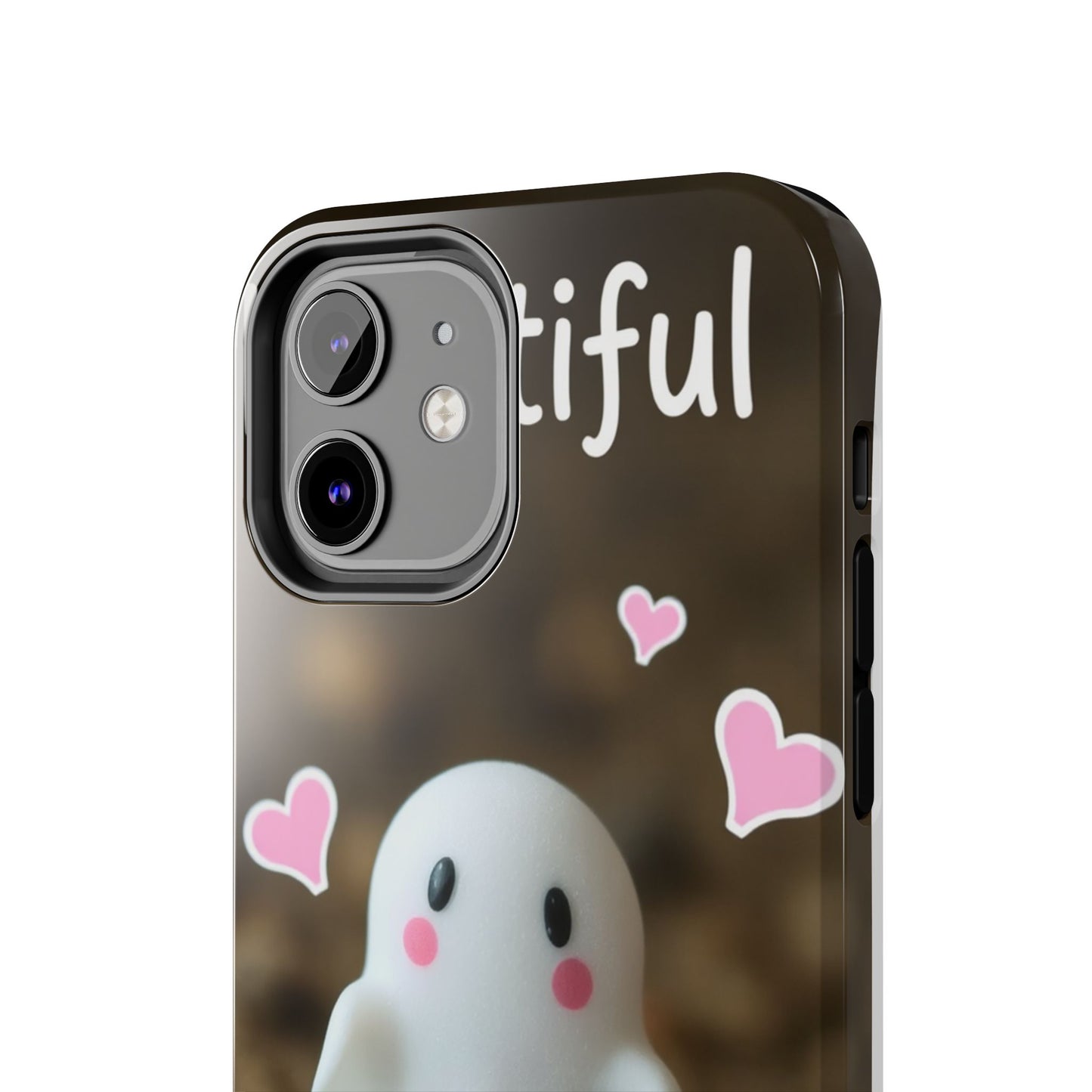 Cute Ghost Tough Phone Case - Beautiful Design with Heart Accents