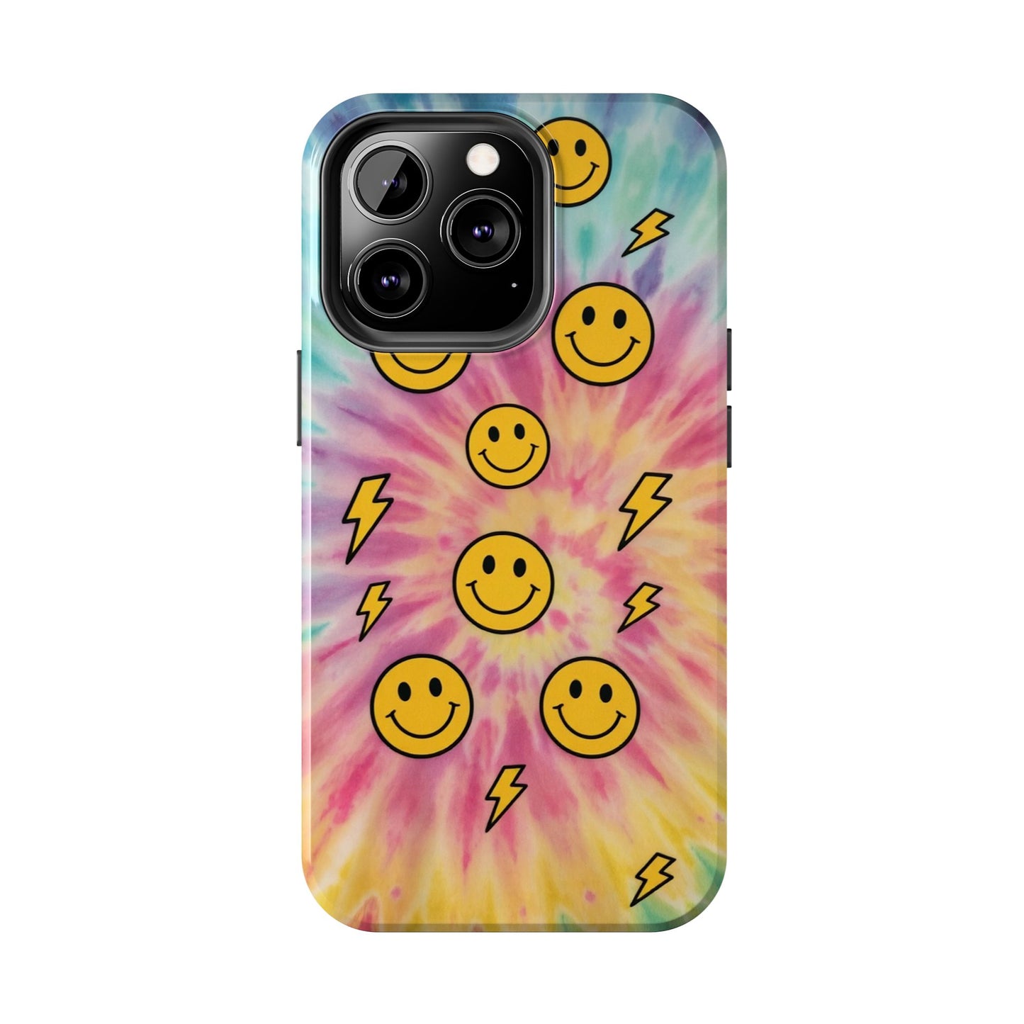 Colorful Smiley Lightning Tough Phone Case - Fun & Durable