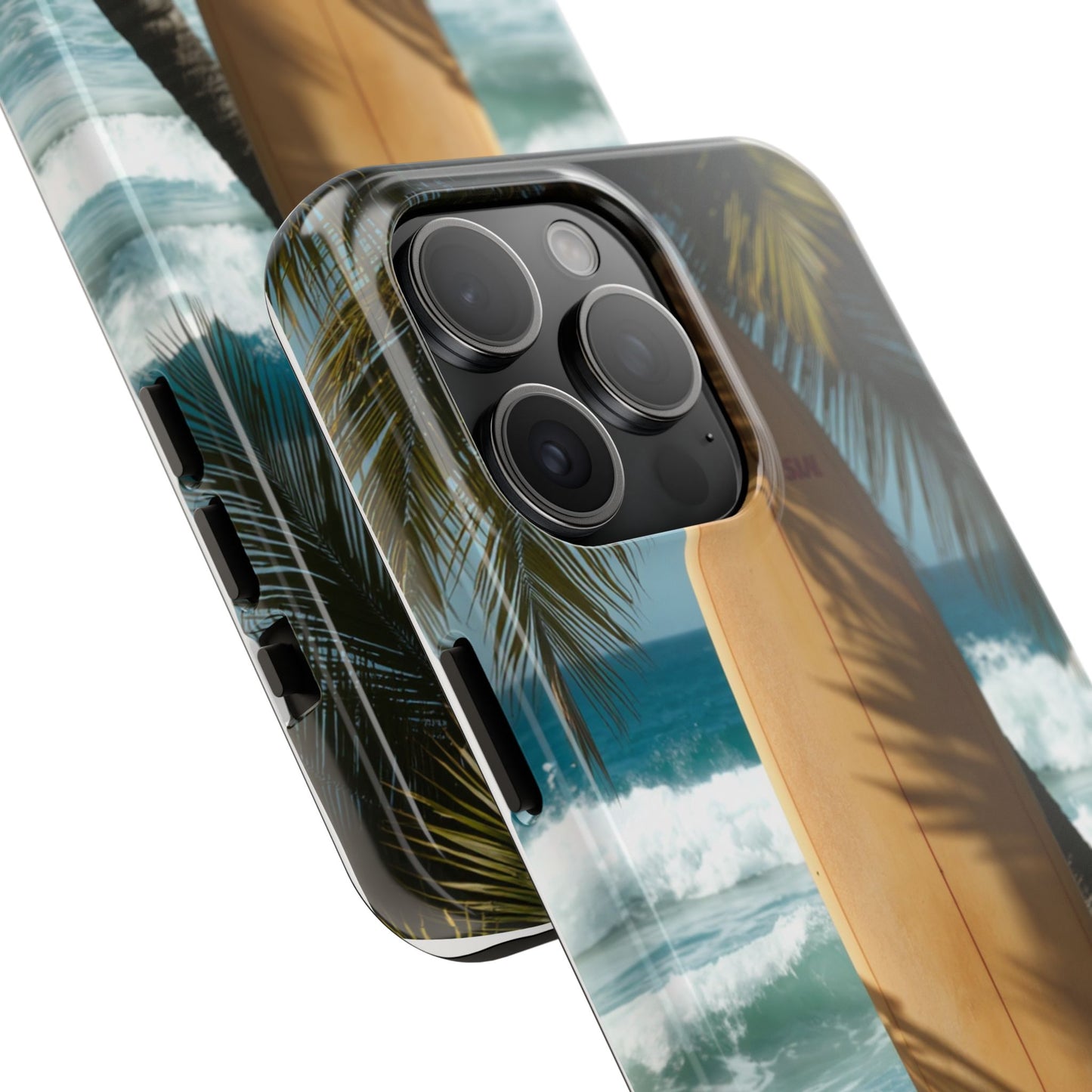 Tough Surfing Phone Case - Beach Vibes with Palm Trees & Surfboard