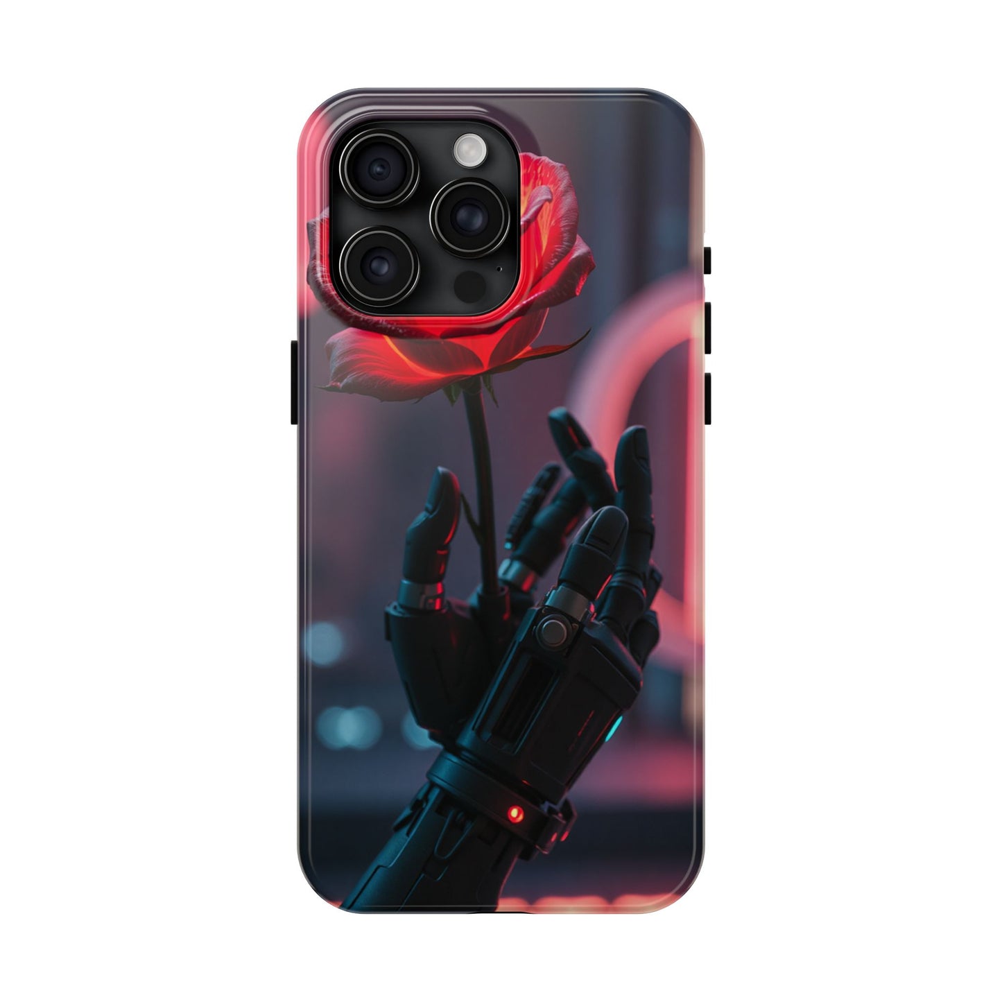 Futuristic Tough Phone Case with Robotic Rose Design | Durable Protection
