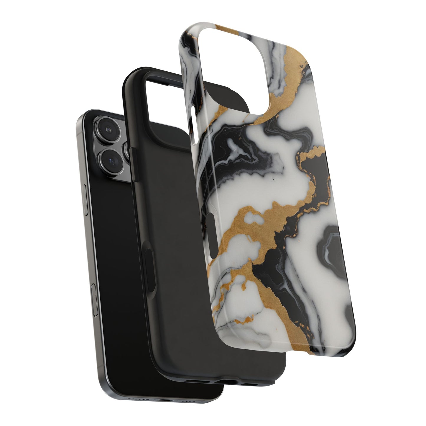 Elegant Gold Marble Tough Phone Case - Stylish Protection for Your iPhone